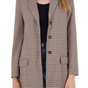 BB Dakota Houndstooth Brown Blazer Light Jacket Medium